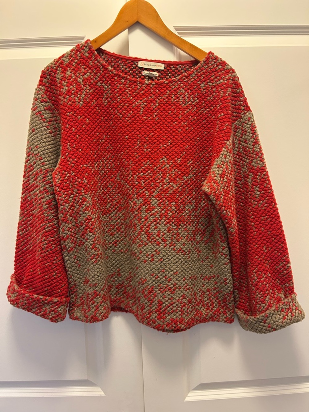 Paul & Joe sister red and tan chunky wool blend sweater size M